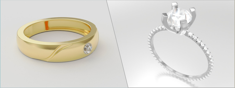 3D product design of luxury jewelry including a gold and diamond ring