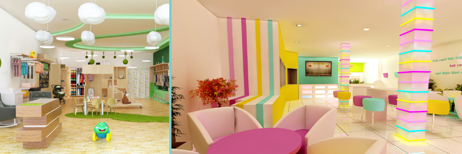 Retail kid store and ice cream shop 3D rendering examples by Cad Crowd experts