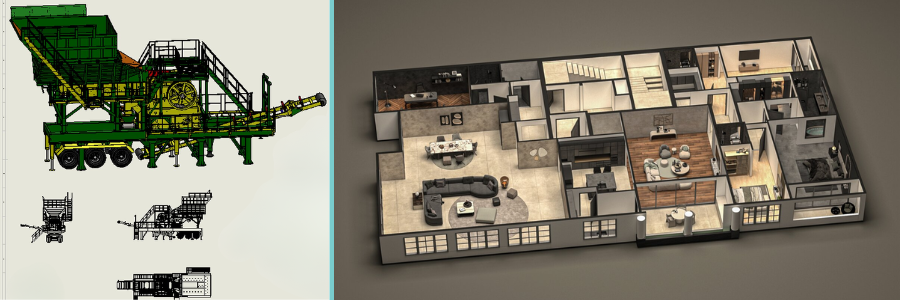 3D rendering and CAD drawing of engineering and floor plans by Cad Crowd design experts