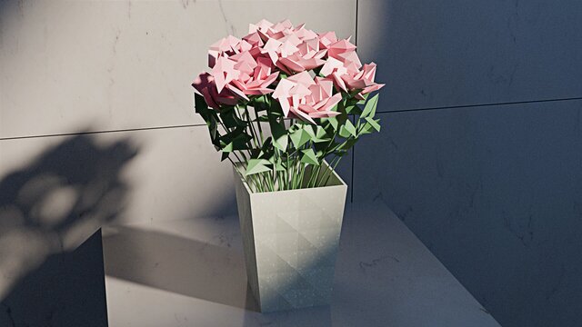 Stylized LowPoly Rose Bouquet