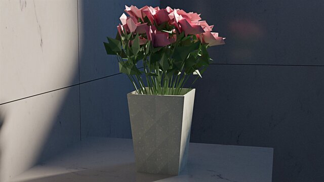 3D model of Stylized LowPoly Rose Bouquet
