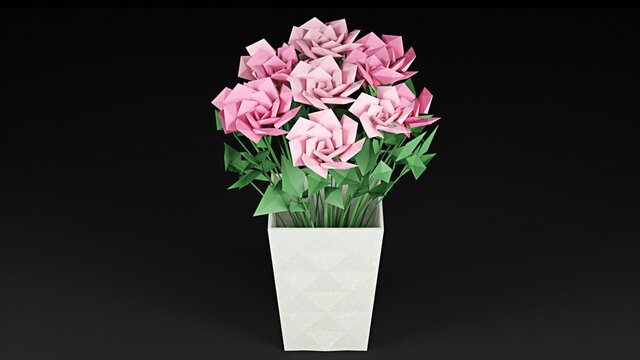 3D model of Stylized LowPoly Rose Bouquet