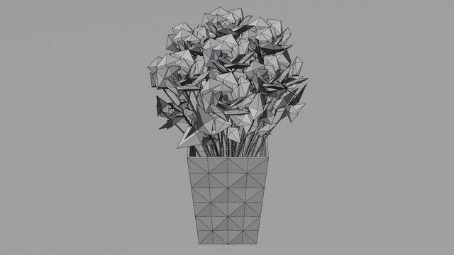 3D model of Stylized LowPoly Rose Bouquet