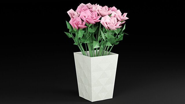3D model of Stylized LowPoly Rose Bouquet
