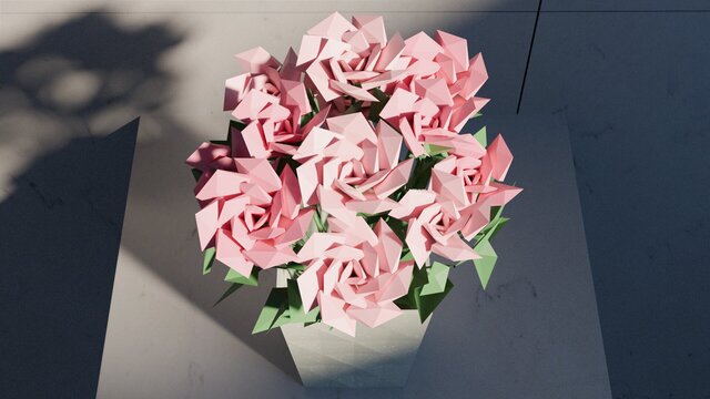 3D model of Stylized LowPoly Rose Bouquet