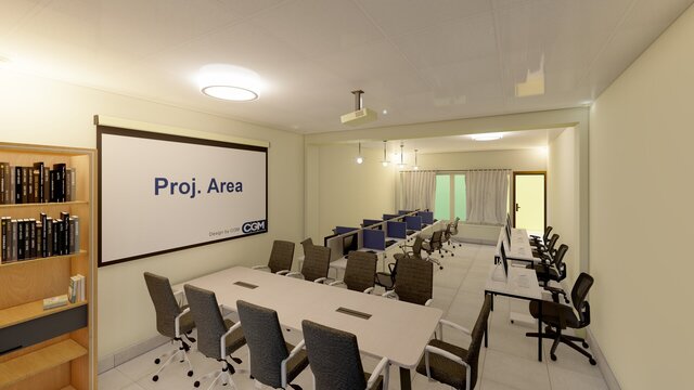 3D rendered interior design of  a simple office