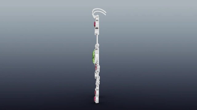 3D model of Pair of Cabochon Gemstone Earrings in 14K White Gold