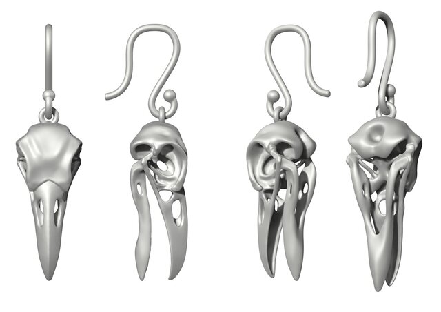 3D model of Raven Skull Earrings
