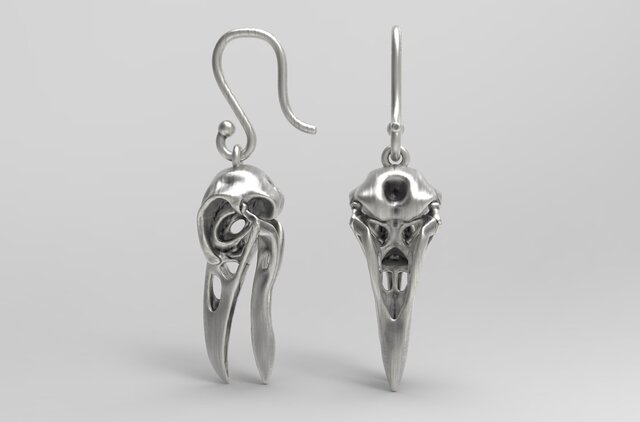 3D model of Raven Skull Earrings