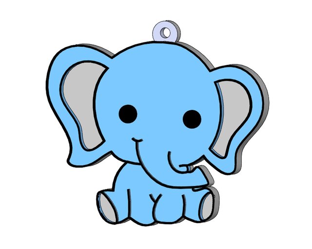 2D-3D Elephant keychain design