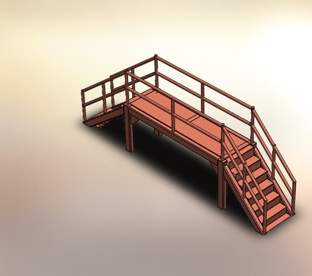 Industrial Steel Staircase & Platform Assembly