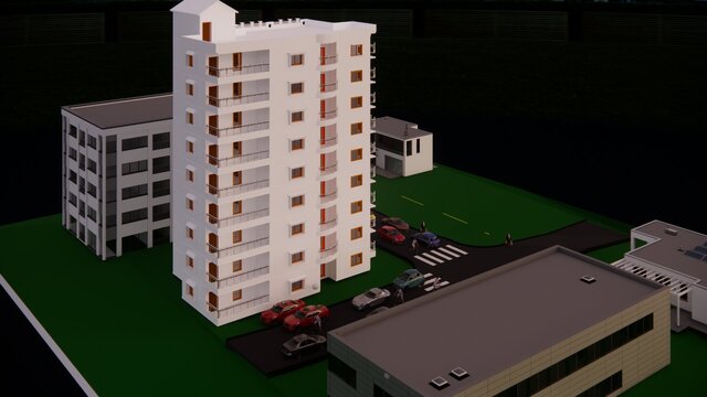 3D model of High-Rise G+9 Residential Building Design