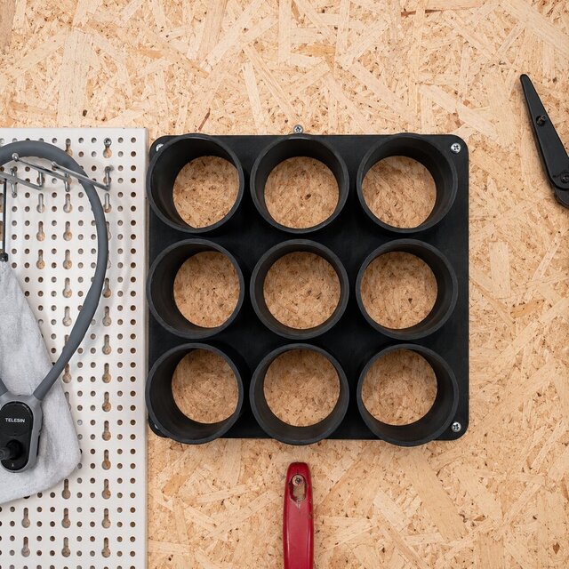 3D model of Wall-Mounted Modular Spray Can Organizer