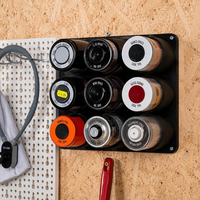 3D model of Wall-Mounted Modular Spray Can Organizer