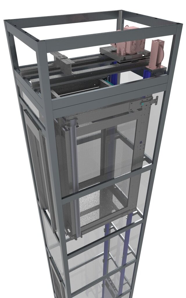 3D model of Modern Panoramic Square Elevator with CO Doors