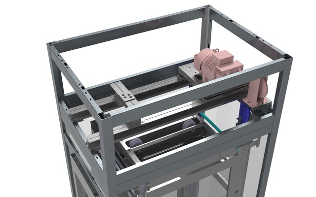 3D model of Modern Panoramic Square Elevator with CO Doors