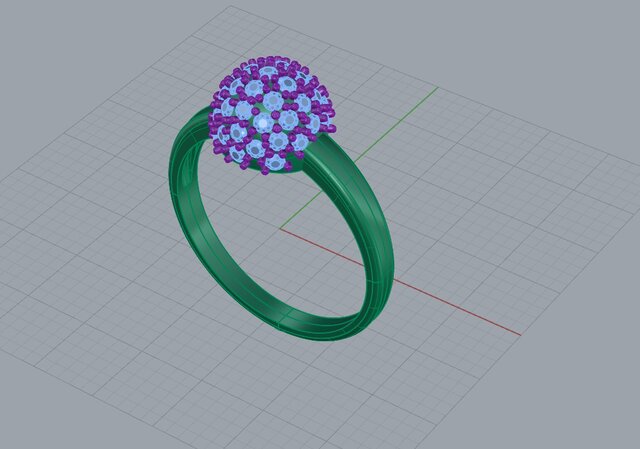 Diamond Dome Ring – Jewelry CAD Design – image 2 of 3