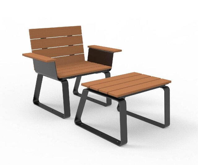 3D model of Modular Urban Furniture Suite: Integrated Seating, Waste Management & Lighting