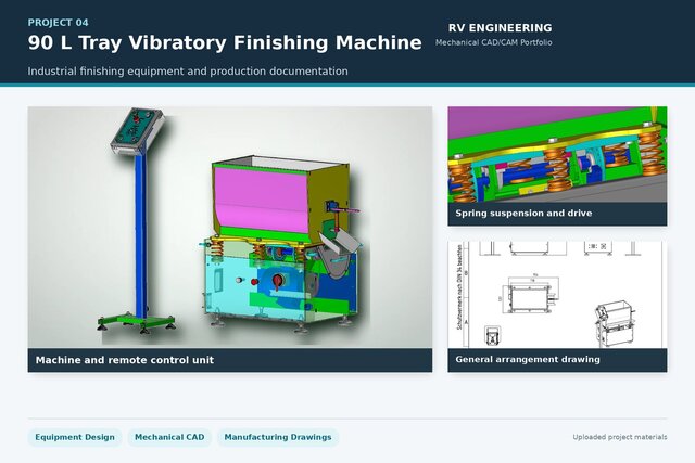3D model of 90 L Tray Vibratory Finishing Machine