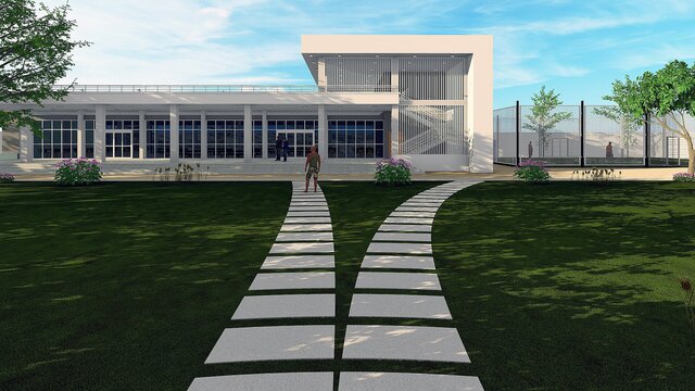 3D model of Private Villa with Landscape Site Design | Revit BIM Model