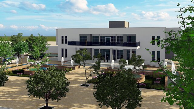 3D model of Private Villa with Landscape Site Design | Revit BIM Model