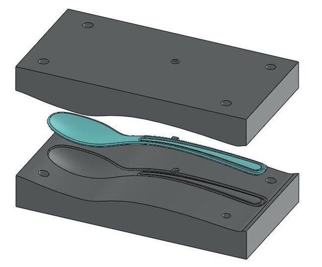 3D model of SolidWorks Spoon Mold Design