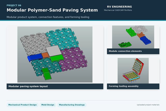 3D model of Modular Polymer-Sand Paving System and Forming Tooling