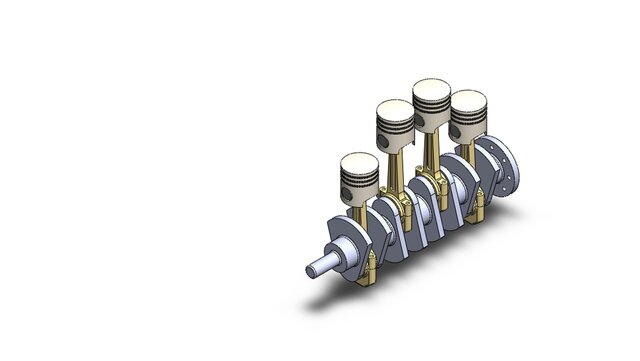 Four Cylinder Engine Assembly – SolidWorks 3D CAD Model – image 2 of 6