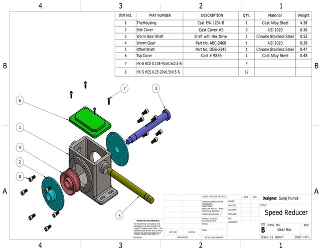 Speed Reducer Gearbox | 3D Modelling | Assembling parts | Exploded Views