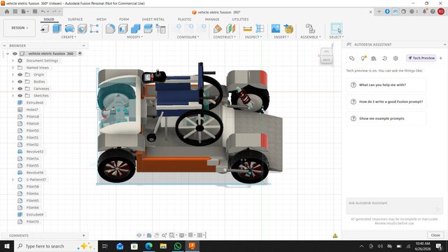 3D model of Fusion 360 engineering concept for ultra-compact outdoor wheelchair platform vehicle