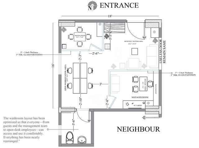 3D model of Modern Office Interior Layout & Space Optimization Plan