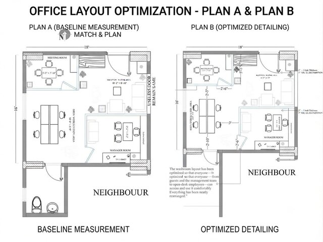 3D model of Modern Office Interior Layout & Space Optimization Plan