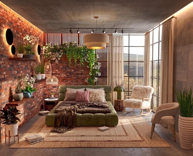 Roman Bedroom | Old Brick, Raw Concrete and Steel-Framed Glazing – image 1 of 4