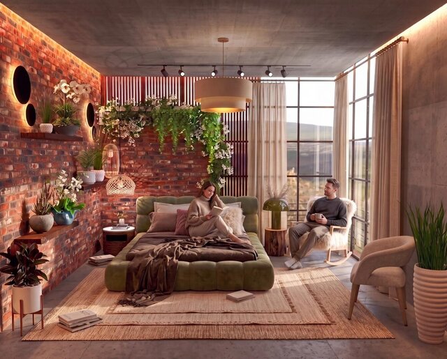 Roman Bedroom | Old Brick, Raw Concrete and Steel-Framed Glazing – image 3 of 4