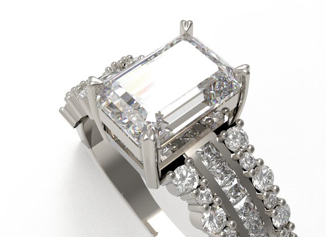 3D model of 1CT diamond main rings-Render project
