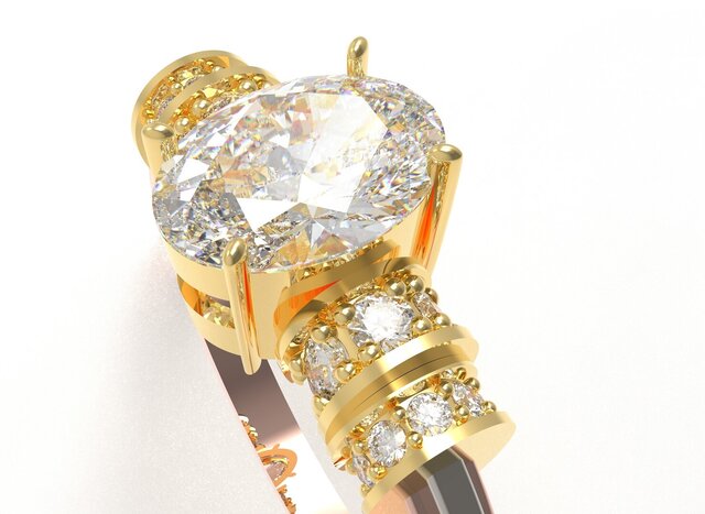 3D model of 1CT diamond main rings-Render project