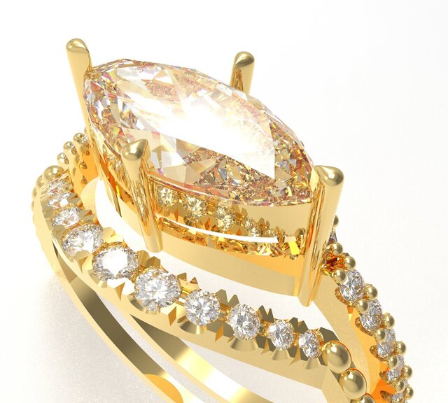 3D model of 1CT diamond main rings-Render project