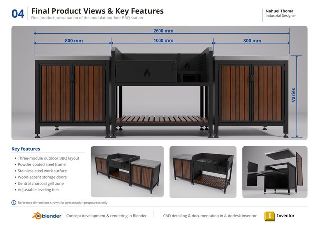 Modular Outdoor BBQ Station | Product Design, CAD & Visualization – image 4 of 5