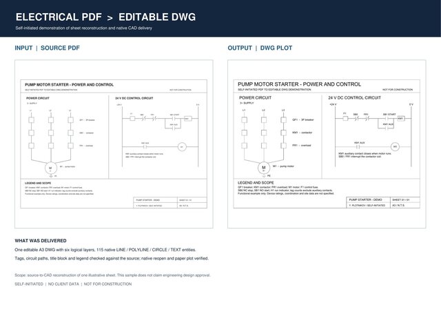 Electrical PDF to Editable DWG | Before and After – image 1 of 1