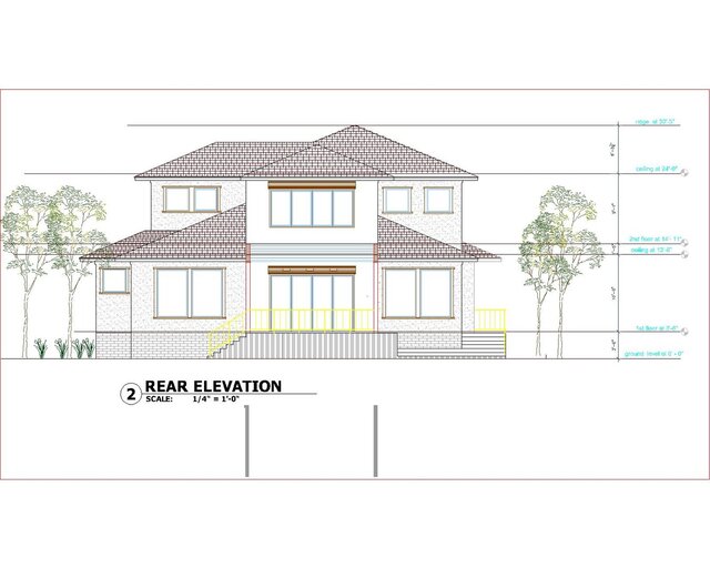 Modern Two-Story House Design | Front & Rear Elevation + Floor Plan