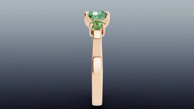 3D model of Three-Stone Floral Cathedral Ring