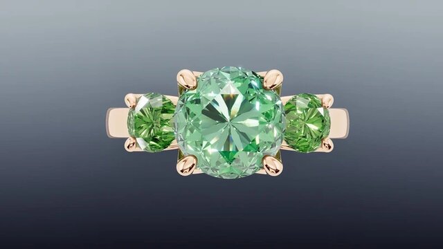 3D model of Three-Stone Floral Cathedral Ring