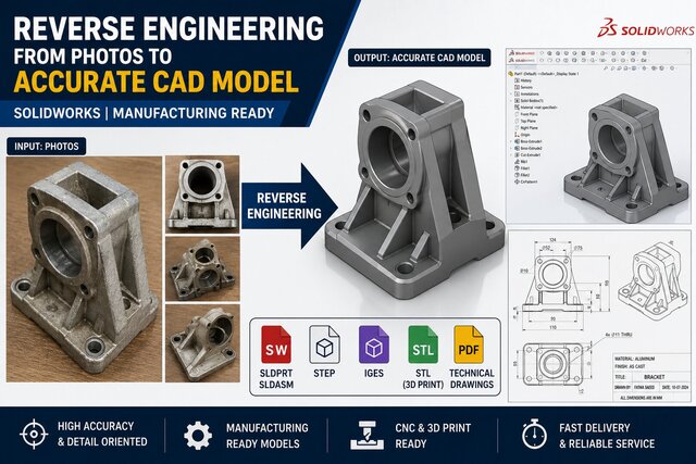 3D model of Reverse Engineering from Photos to Accurate CAD Model | SolidWorks