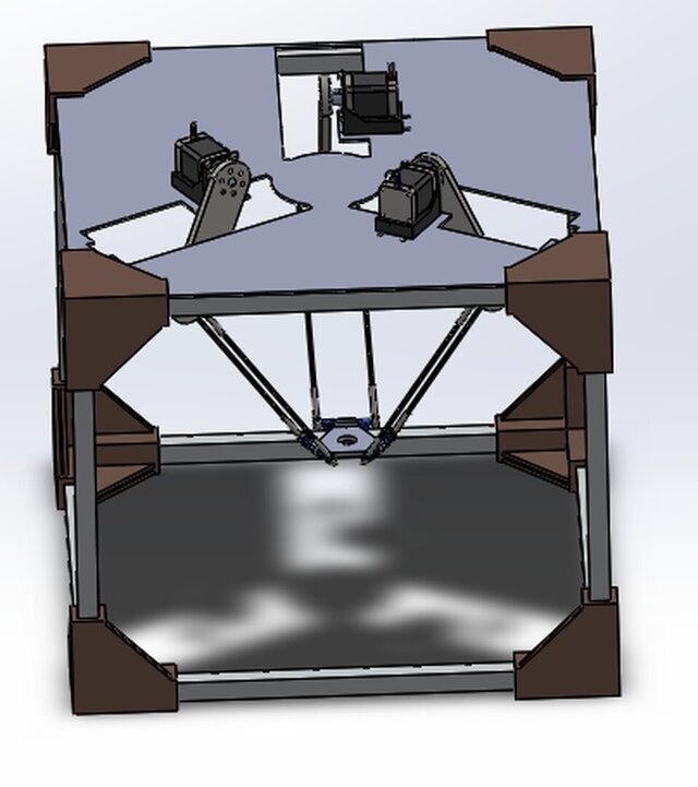 Part and Assembled 3D Model of a Delta Robot