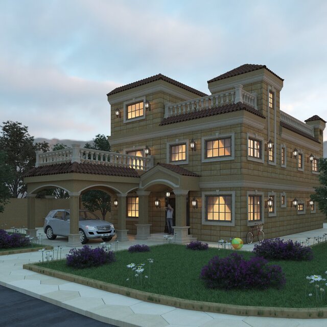 3D model of Luxury Spanish Style 3D Villa Model