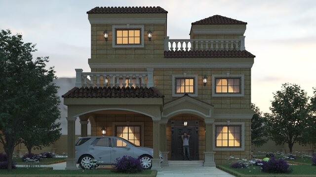 3D model of Luxury Spanish Style 3D Villa Model