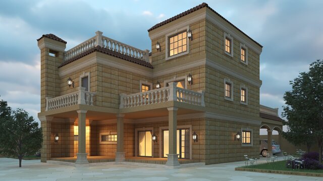 3D model of Luxury Spanish Style 3D Villa Model