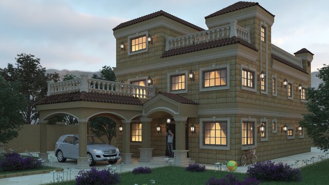 3D model of Luxury Spanish Style 3D Villa Model