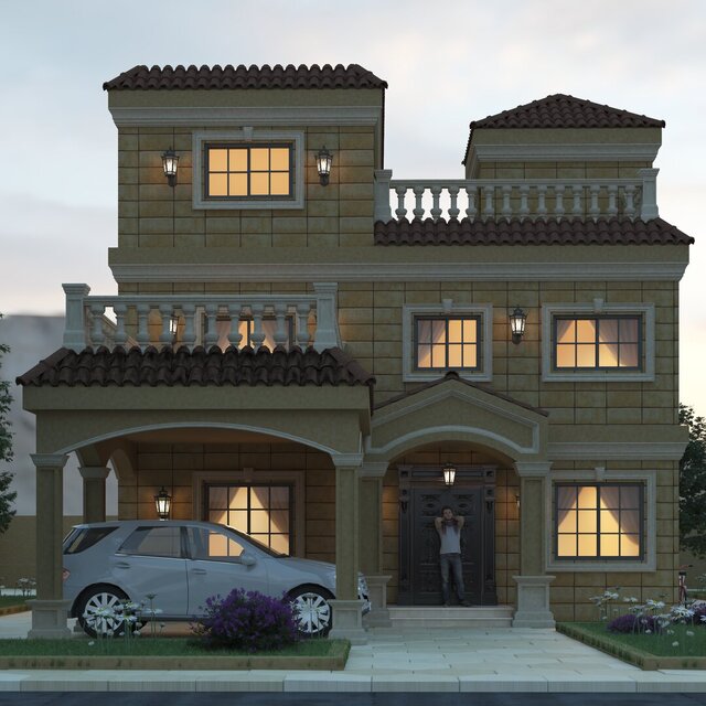 3D model of Luxury Spanish Style 3D Villa Model