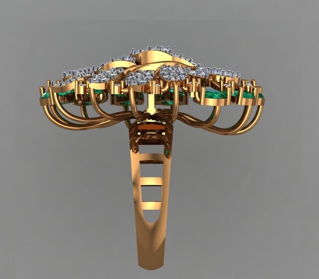 Emerald Bloom Diamond Ring